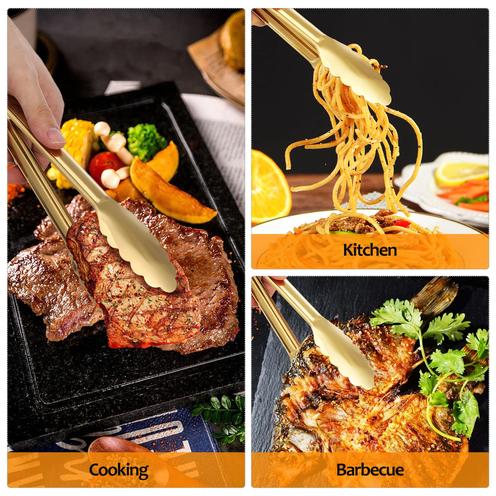 

4pcs Stainless Steel Plum Blossom Tongs Fine Polished Scallop Edge For Salad Grilling Cooking Serving Buffet Party Kitchen