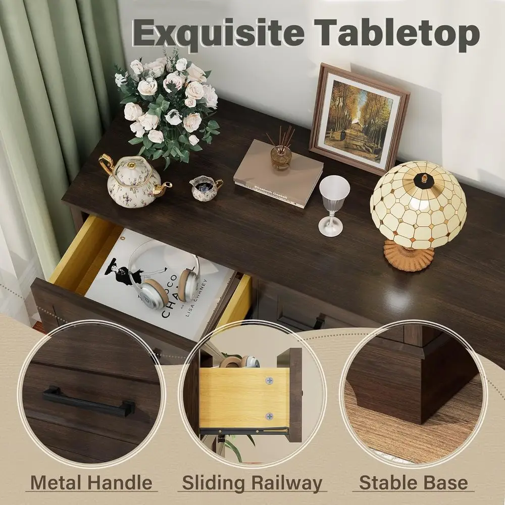 서랍장과 다단계 의류 정리함이 있는 7단 서랍 침실 수납 캐비닛, 브라운