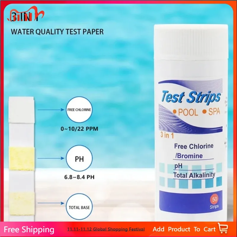 

50PCS Water Quality Test Strip Multipurpose 7 in 1 Aquarium Test Strips Water pH Test Tools for Fish Tank Swimming Pool