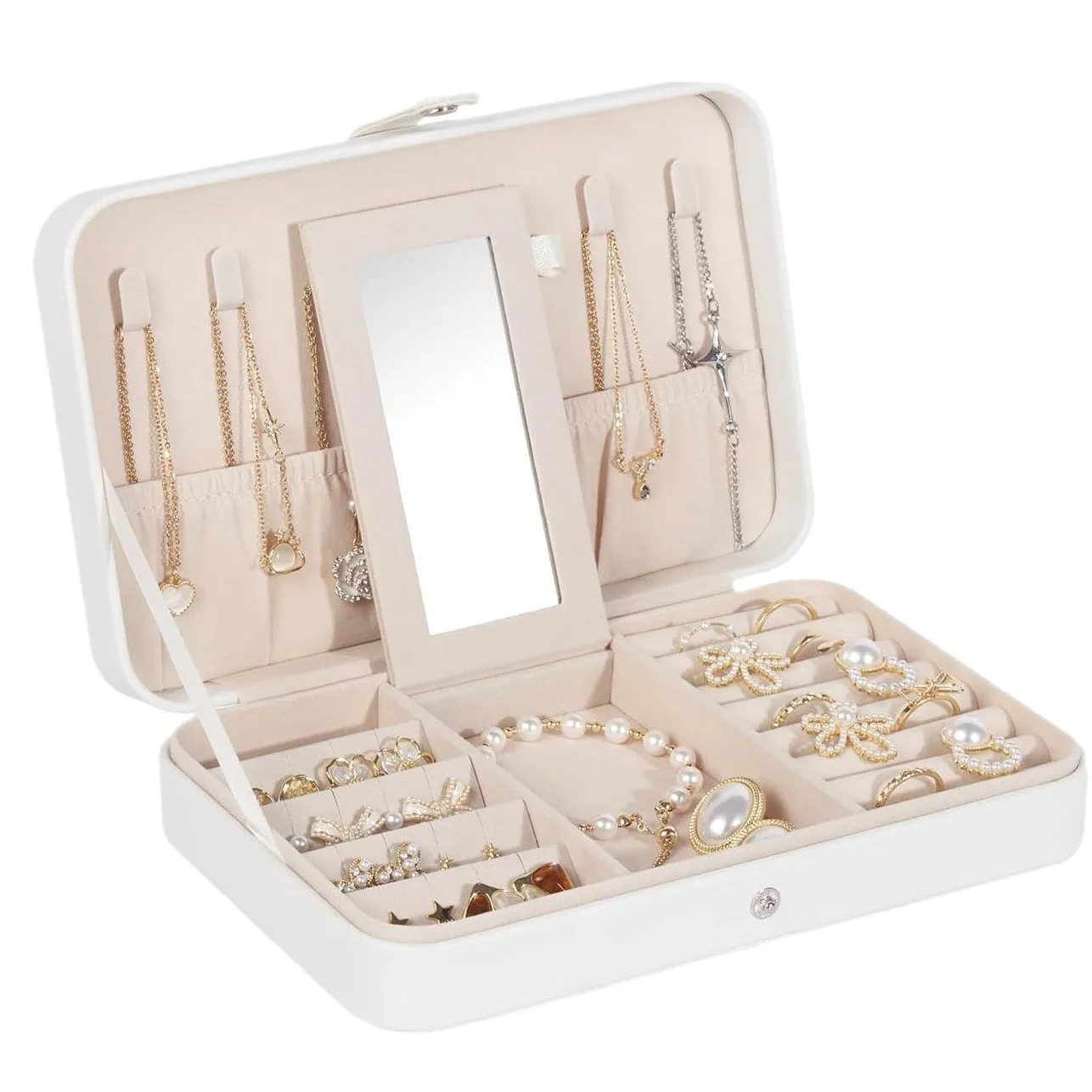 Mini Jewelry Storage Box Portable Home Travel Earrings Necklace Storage Case for Women Ring Organizer  Leather Display Case