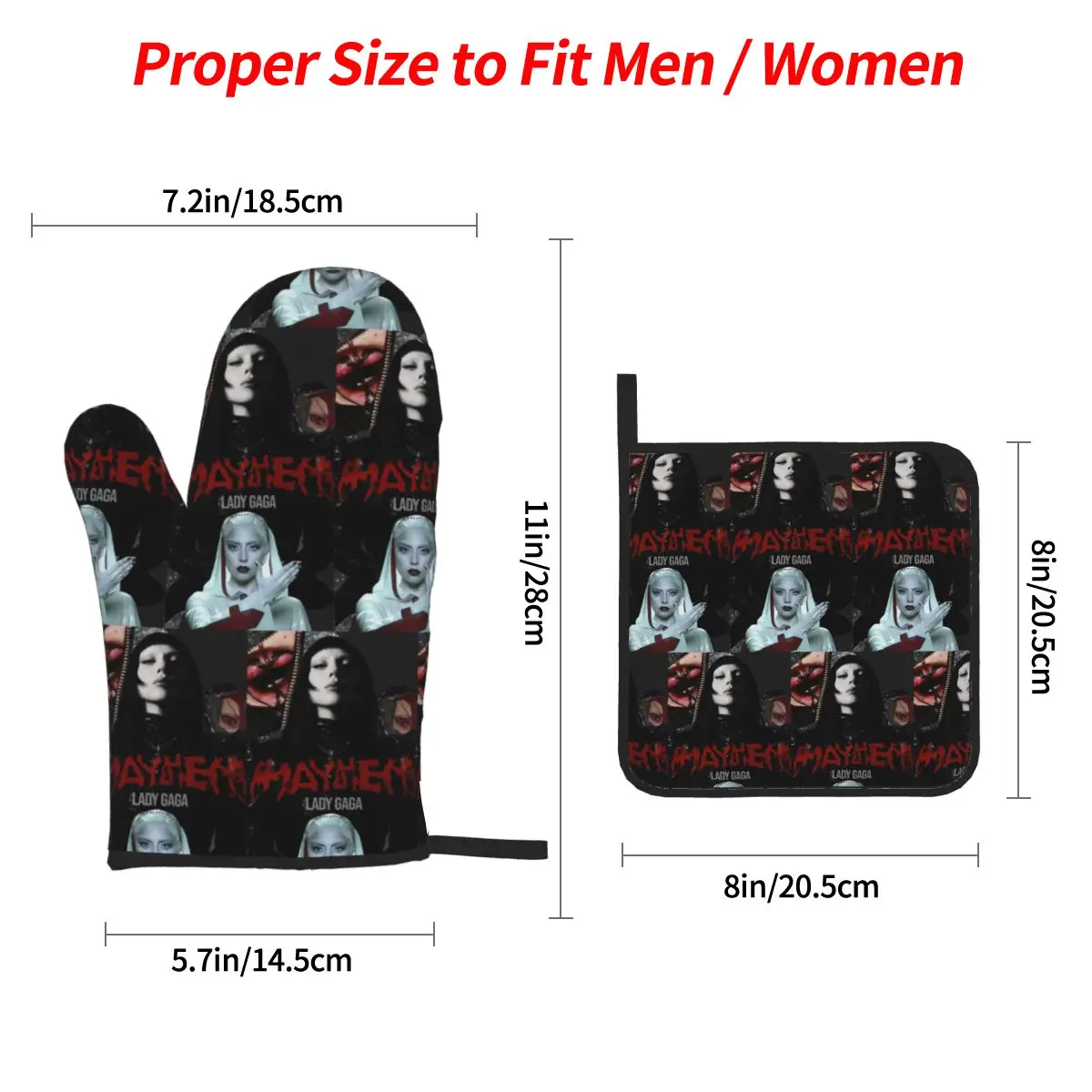 Lady Gaga Mayhem Album Oven Mitts and Pot Holder Sets of 4 for Baking Kitchen Cooking BBQ Resistant Non-Slip Gloves