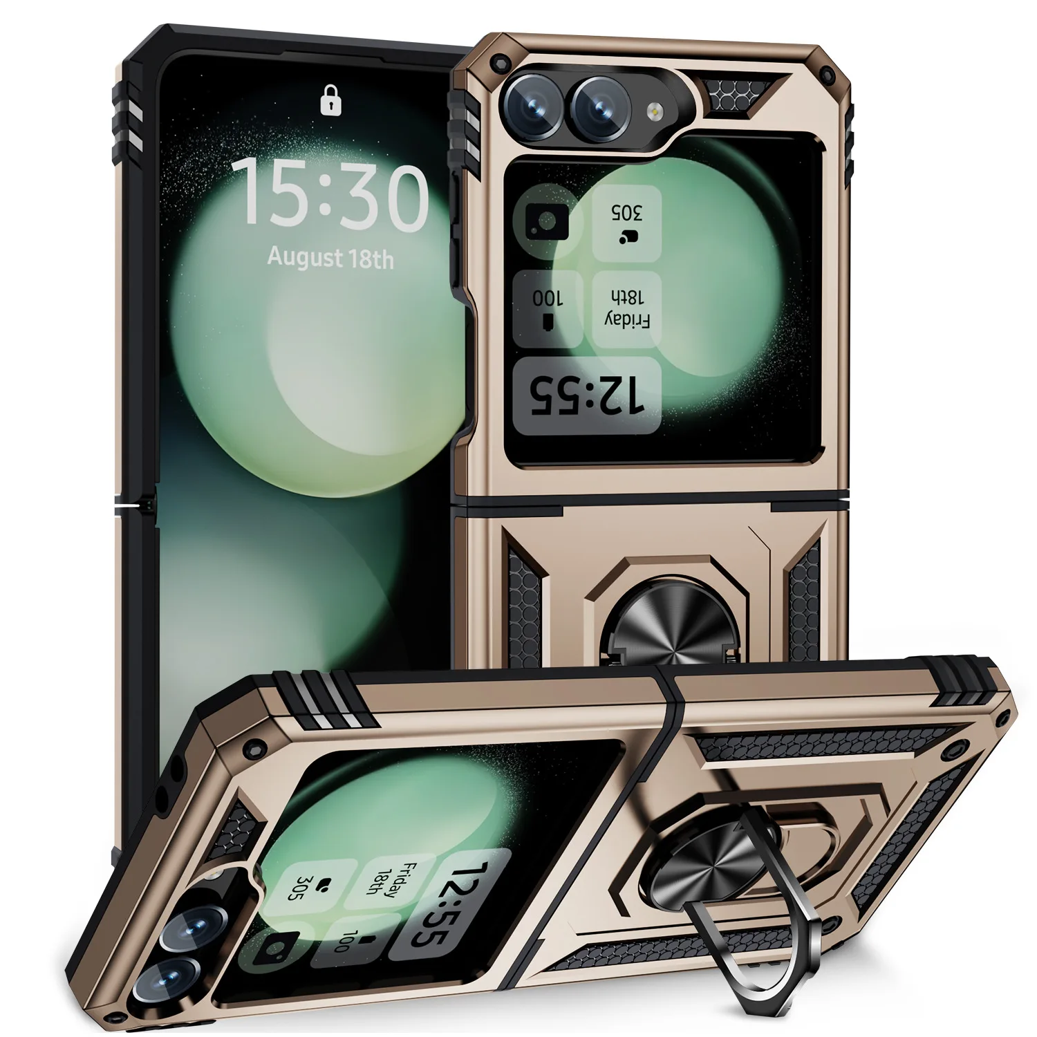 Für Samsung Galaxy Z Flip 7 Z Flip 6 Hülle Scharnierschutz 360 ° Drehring, magnetischer Ständer, stabil, schwer, stoßfest, vollständige Abdeckung – Detail 14