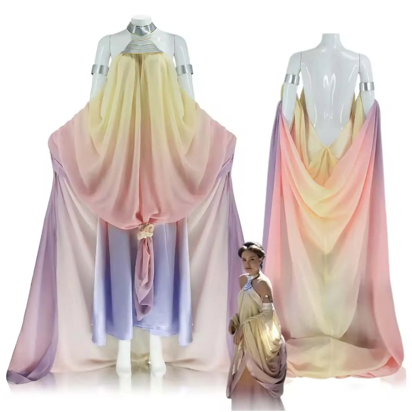 

Женский карнавальный костюм на Хэллоуин, костюм принцессы Падме Амидала