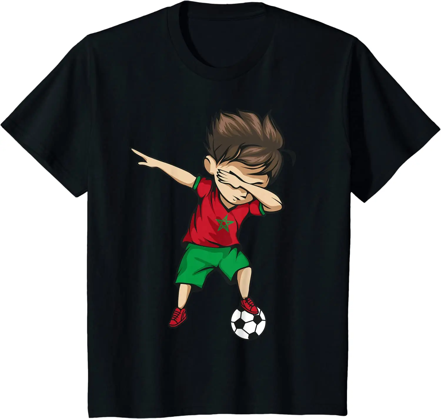 Dabbing Soccer Boy Morocco Jersey Shirt - Moroccan Football T Shirt Men