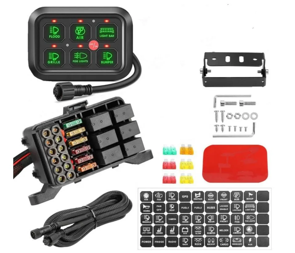 

OVOVS Universal Vehicle On-Off Control Switch Panel Electronic 6 Gang Switch Panel For SUV Campers RVS Marines