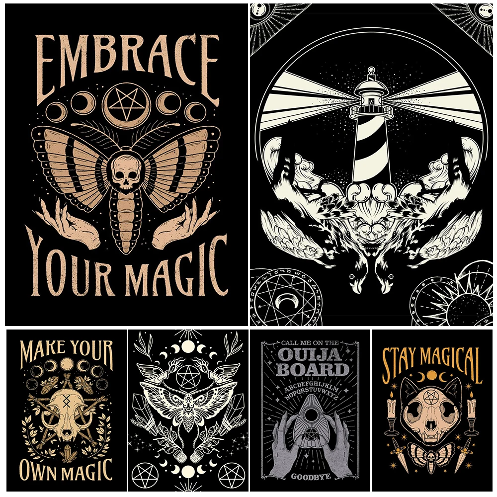 Embrace Your Magic Mysterious Wiccan Wall Art Canvas Painting Ouija Board And Occult Butterfly Art Poster Print Home Decoration