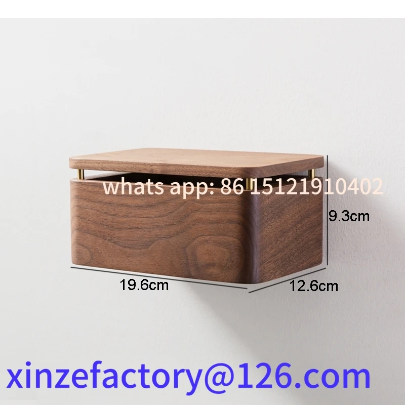 Customizable Black Walnut Wooden Paper Towel Holder Roll Toilet Rack Household Wall Mounted Tissue Storage Bathroom Shelves