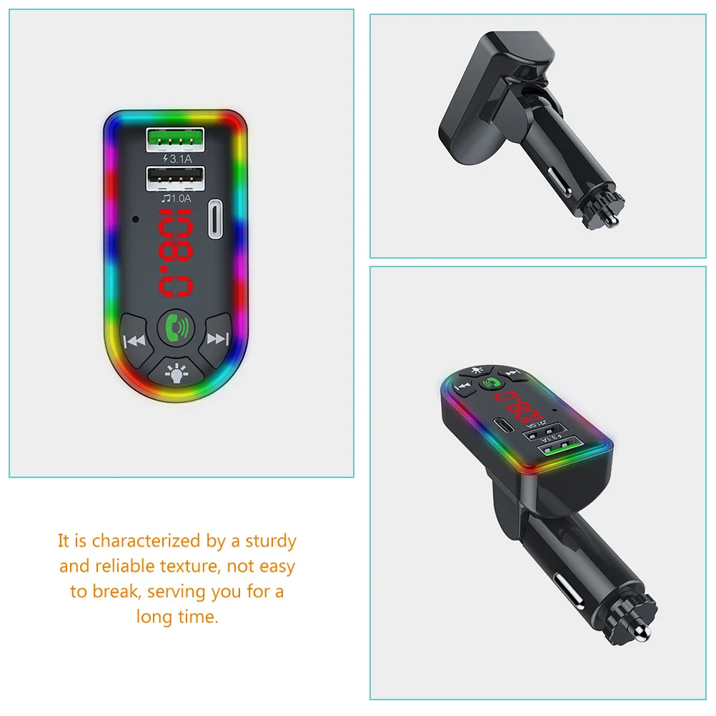 

Car Wireless Adapter Wireless Fm Transmitter 5.0 Lossless Audio Decoder Dual USB Car Ambient Light