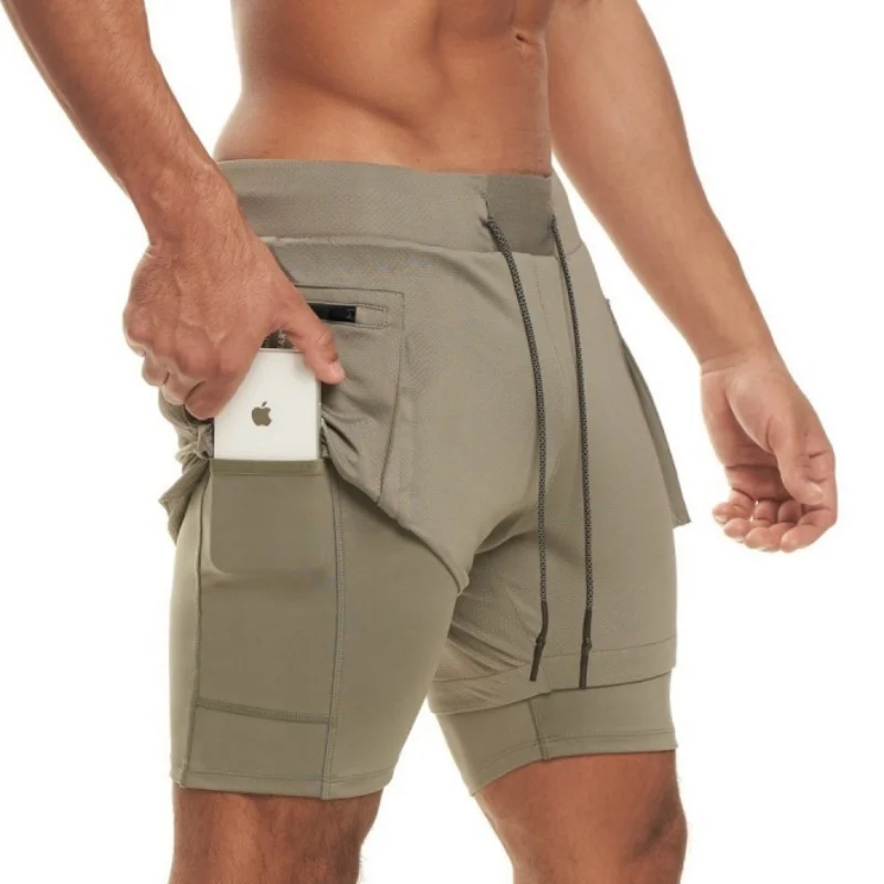 NEW Men's Sportswear 2 in 1 Double-deck Running Shorts, Summer Gym Fitness Training Jogging Beach Short Pants