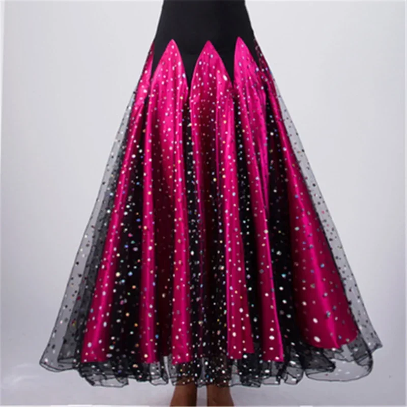 720 Degree Ladies Modern Swing Skirt Waltz Ballroom Dance Practice Long dress women Ballroom Dance Half Skirt Sequin Long dress