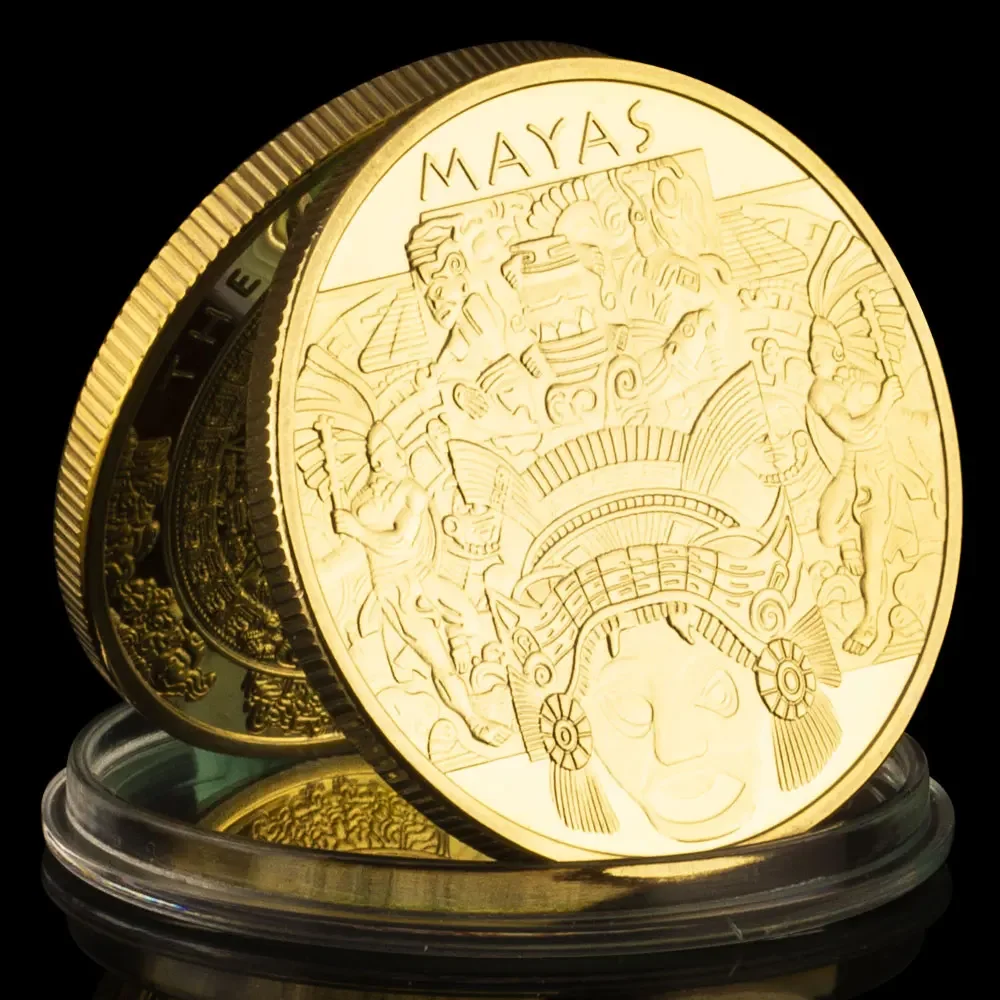 The Mayan Calendar Souvenir Coin Collectible Gold Plated Creative Gift Mayas Commemorative Coin