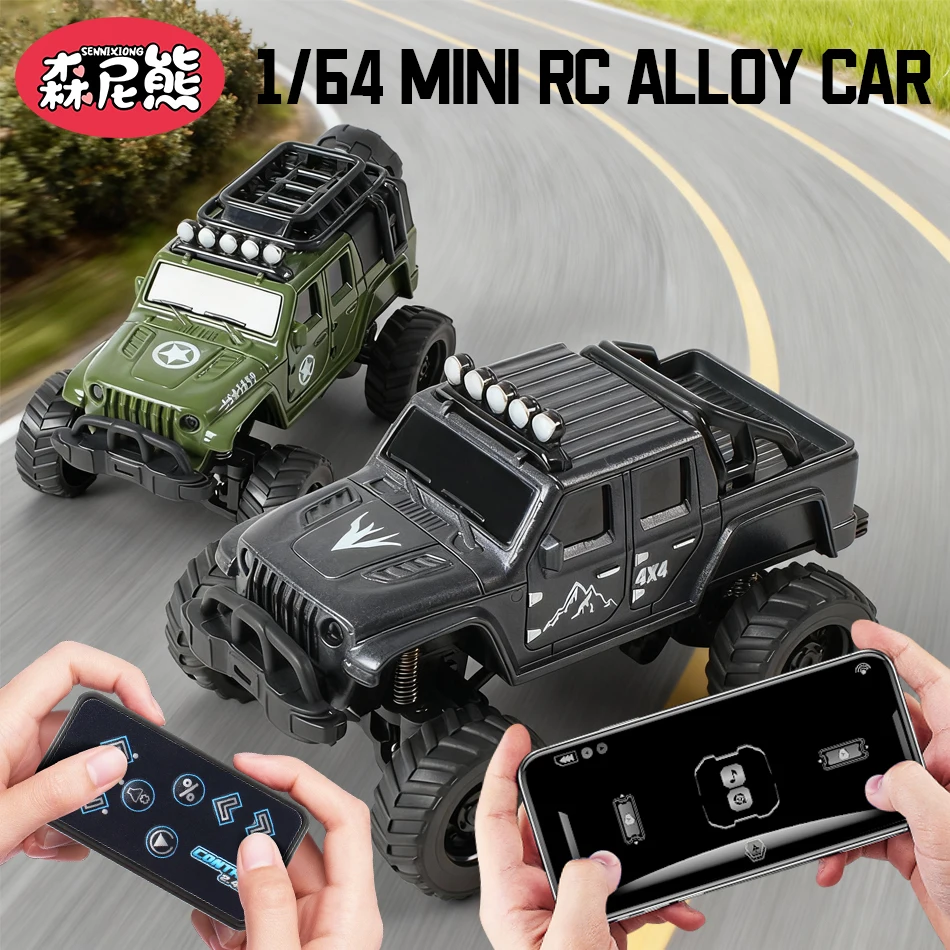 SENNIXIONG 1:64 MINI Alloy Electric Remote Control All Terrain Vehicle Light Climbing Truck Toy for Children Gift