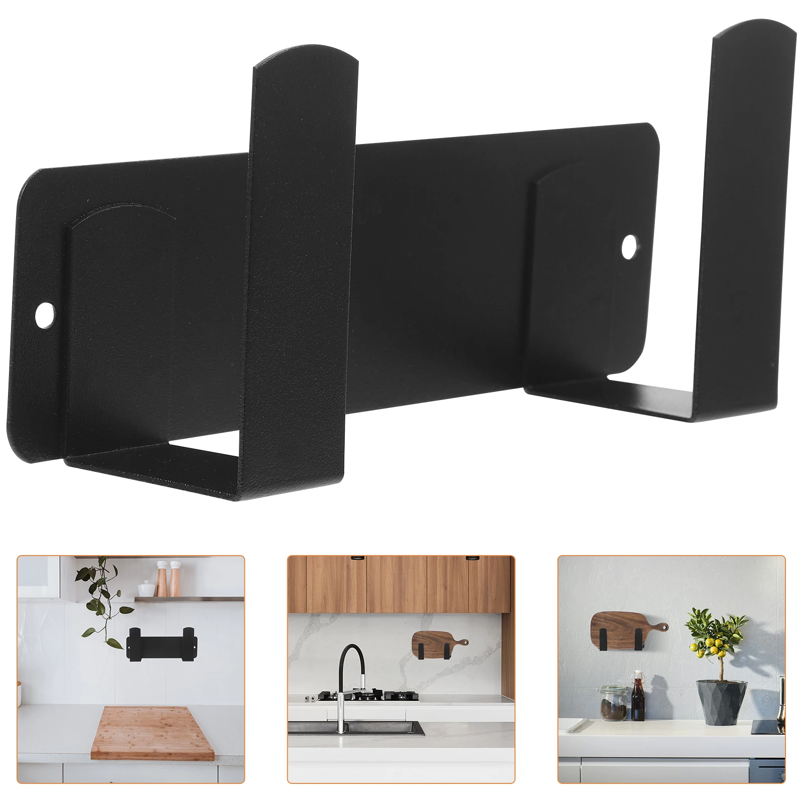 

Cutting Board Rack Pan Cover Holder Wall Mount Pot Lid Organizer Aviation Aluminum Kitchen Storage Shelf Black