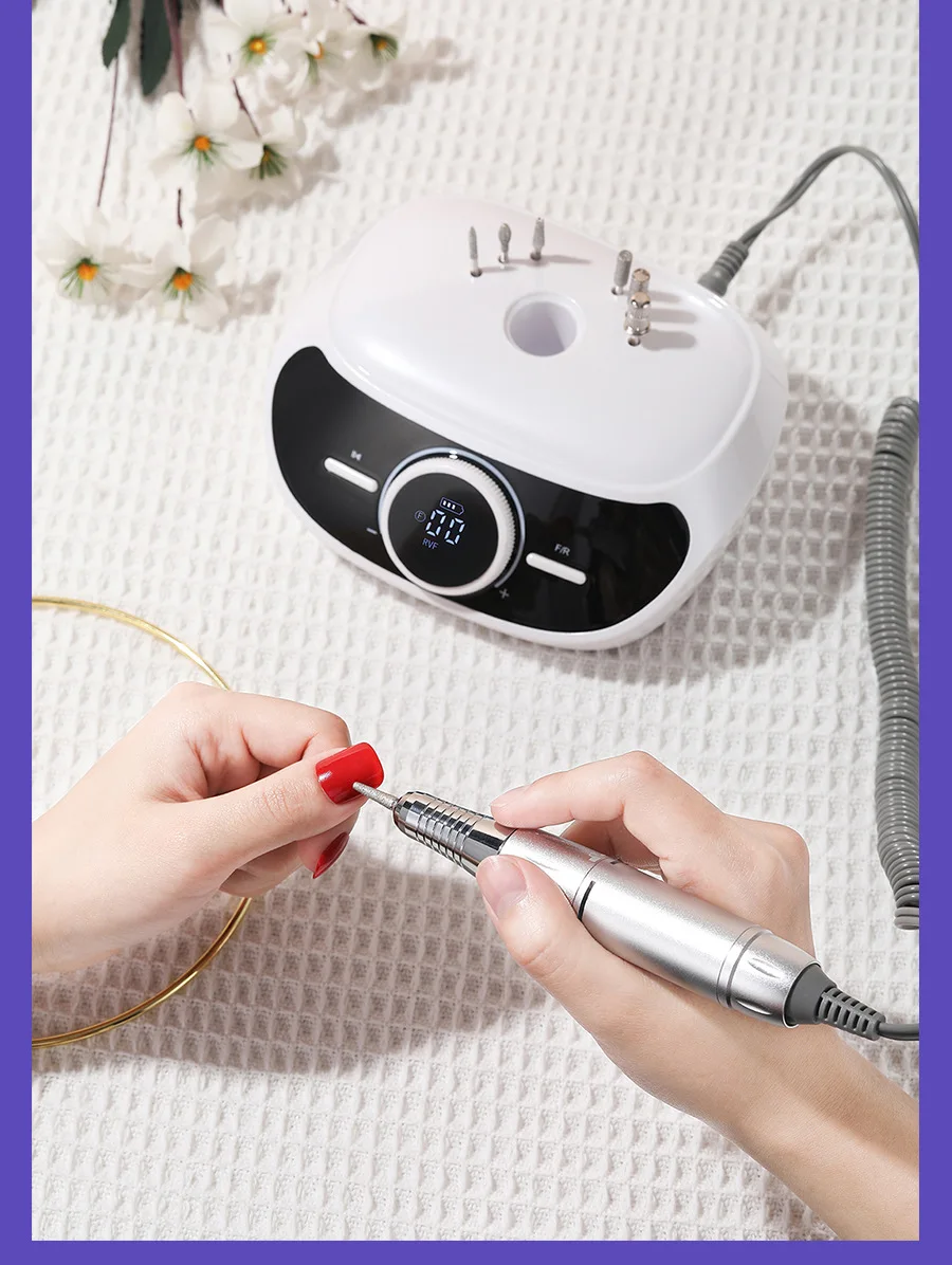 Nail Drill Portable/White/Black/Pink Professional Electric Nail Drill Machine 35000rpm Rechargeable Acrylic Nails