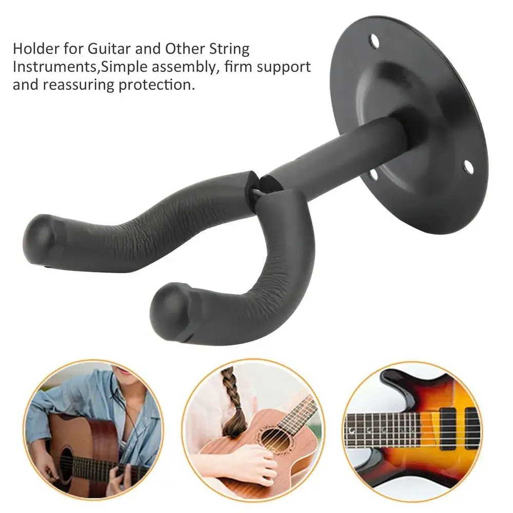 

Guitar Round Iron Holder Hook Acoustic Guitar Hook Holder Stand Non-slip Guitar Hanger Wall Mount Guitar Ukulele Accessories