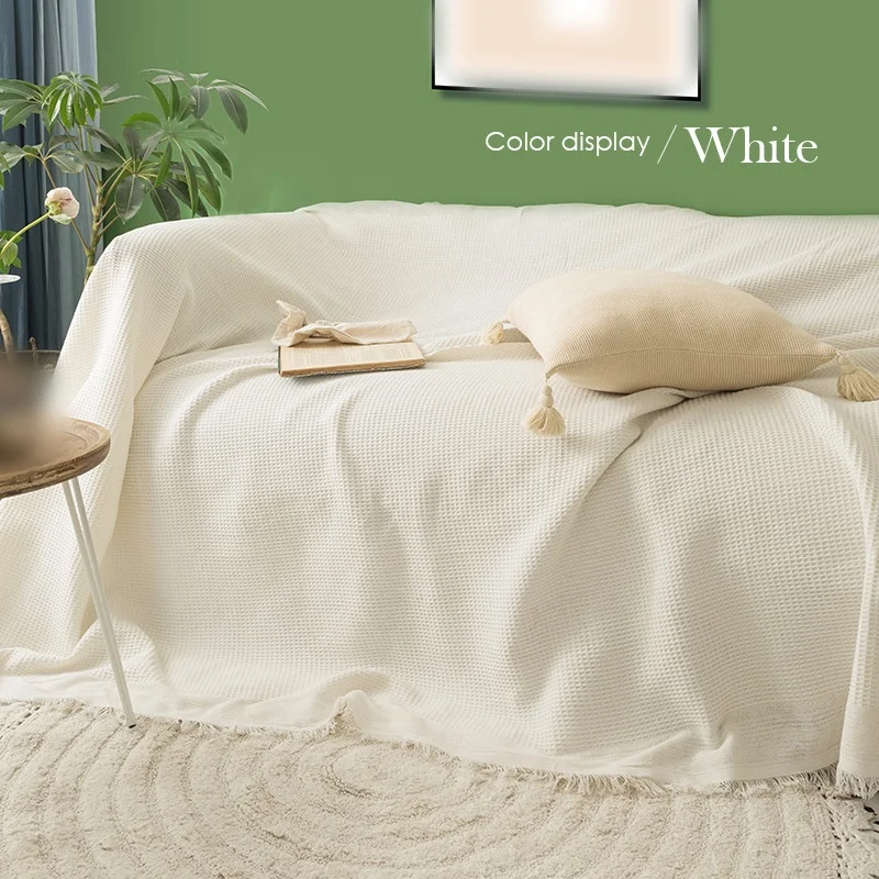 1PC Nordic Cotton Sofa Throw Blankets Outdoor Camping Picnic Large Blanket Leisure Relax Beach Towel White Travel Rug Tassels Li