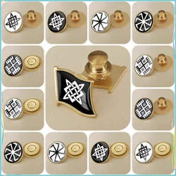 Symbol Swastika Slavs Kolovrat Slavic Native Faith Flag Brooch Badges Lapel Pins