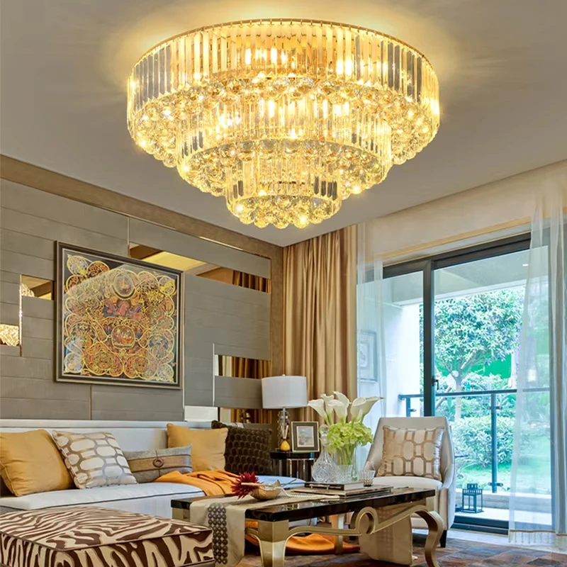 

Led Ceiling Lights Classical Round Ceiling Chandeliers Luxury Crystal Lustres Decor Home Plafonnier For Living Room Modern Lamps
