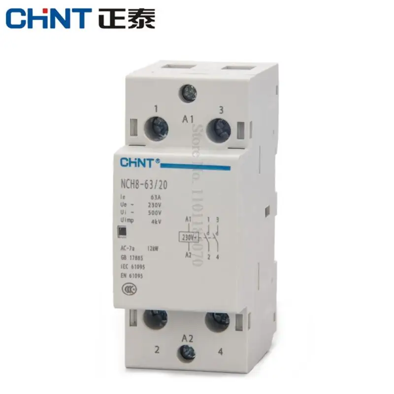 CHINT NCH8-63/20 وحدات AC المنزلية قواطع 220V 230V AC 63A 1NO 1NC 2NO 2NC