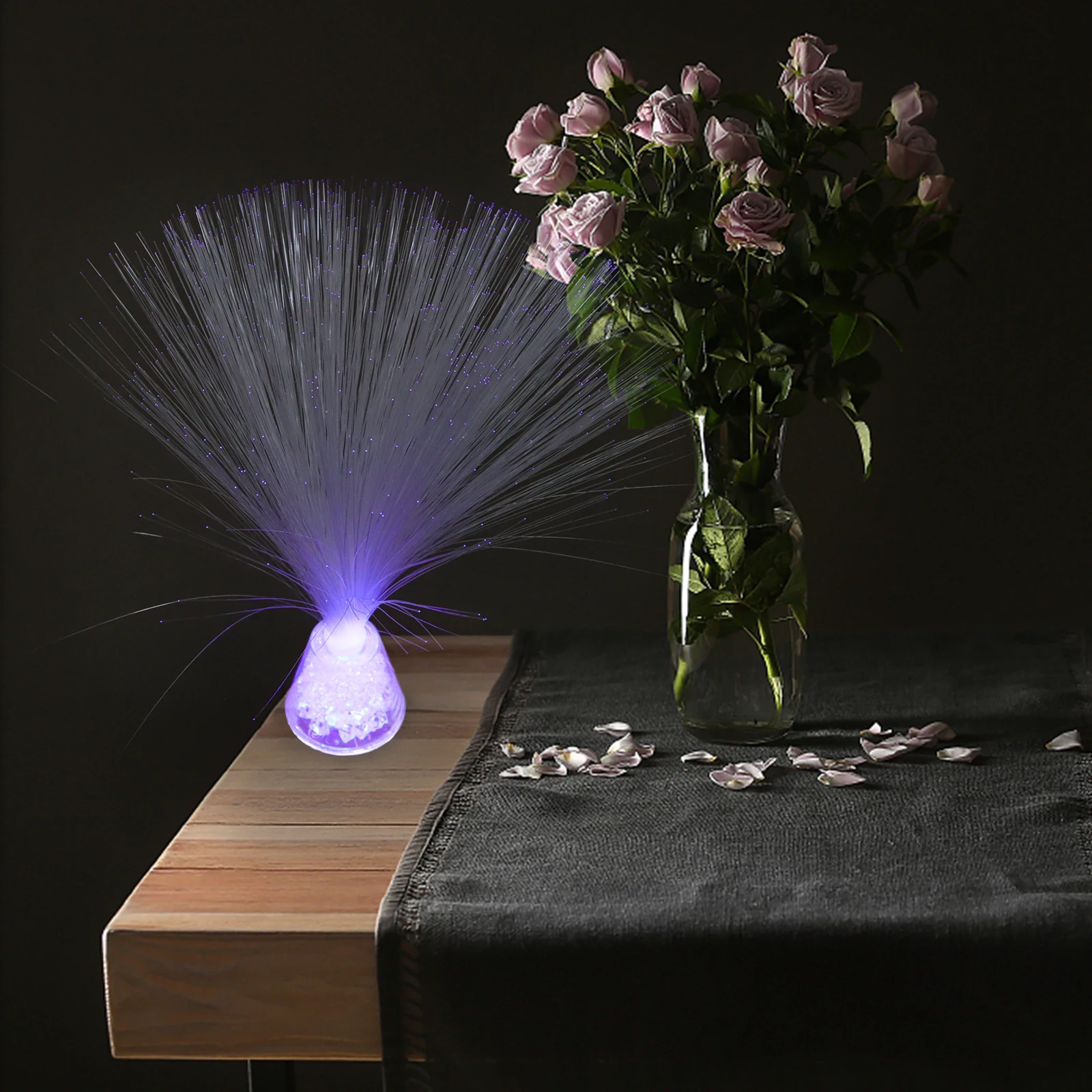 

Fiber Optic Lamp LED Color Changing Night Light Table Decor Red Blue Green Glow Desktop Accessories Small Size