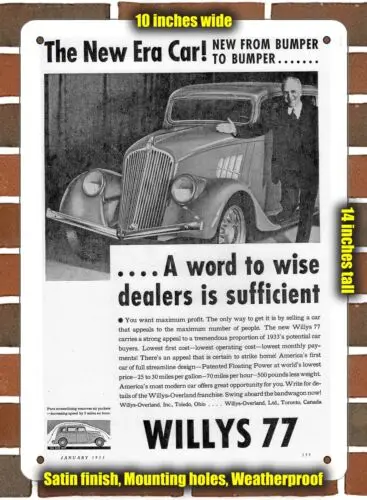 Metal Sign - 1933 Willys 77- 10x14 inches