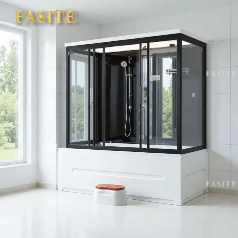For Rectangle Household Steam Room Integrated Hotel Shower Room Waterproof Base Tempered Glass Factory Direct Sales Foshan
