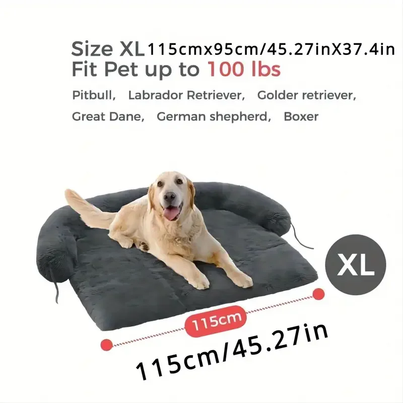 Dog bed large dog, fluffy dog bed sofa cover, very suitable for small, medium, and large dogs and cats, dark gray