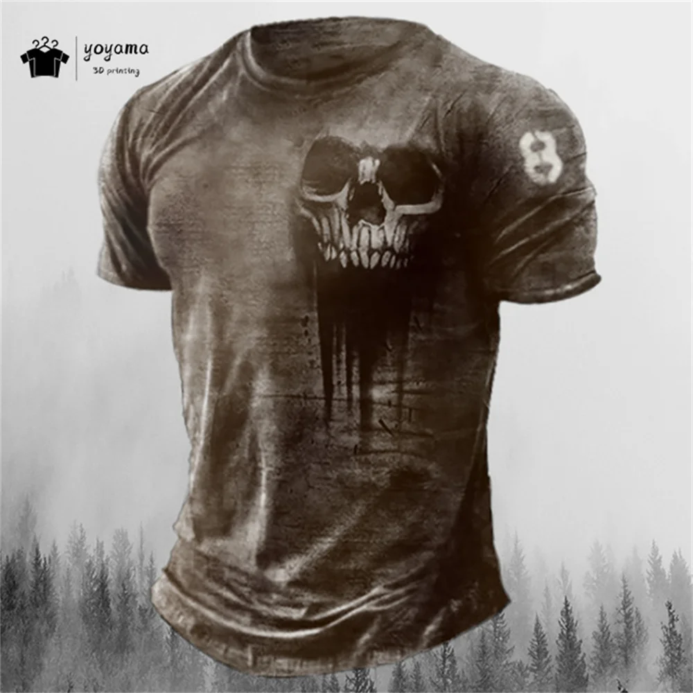 MEN'S T-SHIRT RETRO 3D HORROR SKULL PRINT SHORT SLEEVE T-SHIRT HIP HOP PARTY STREETWEAR SUMMER MEN'S OVERSIZED CASUAL KIDS