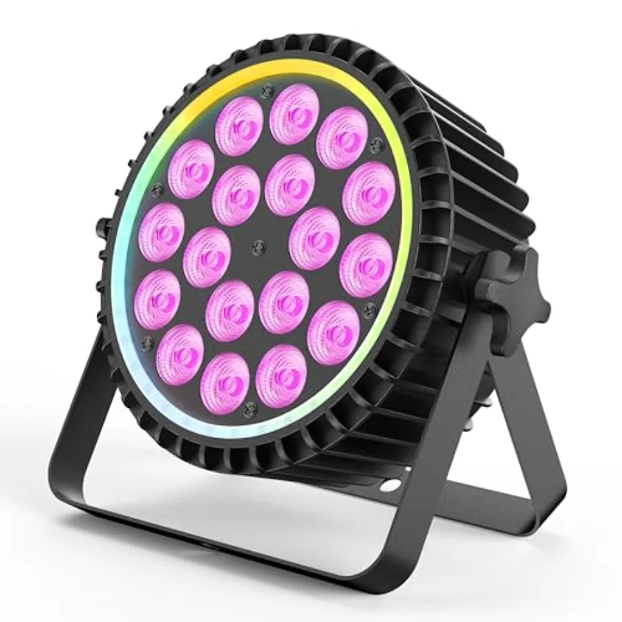 

Stage Par Lights18X12W DJ LED Stage Lights RGBW 4IN1 Wash/Strobe Effect DMX512 Control Sound Activated Uplighting for Event Fam