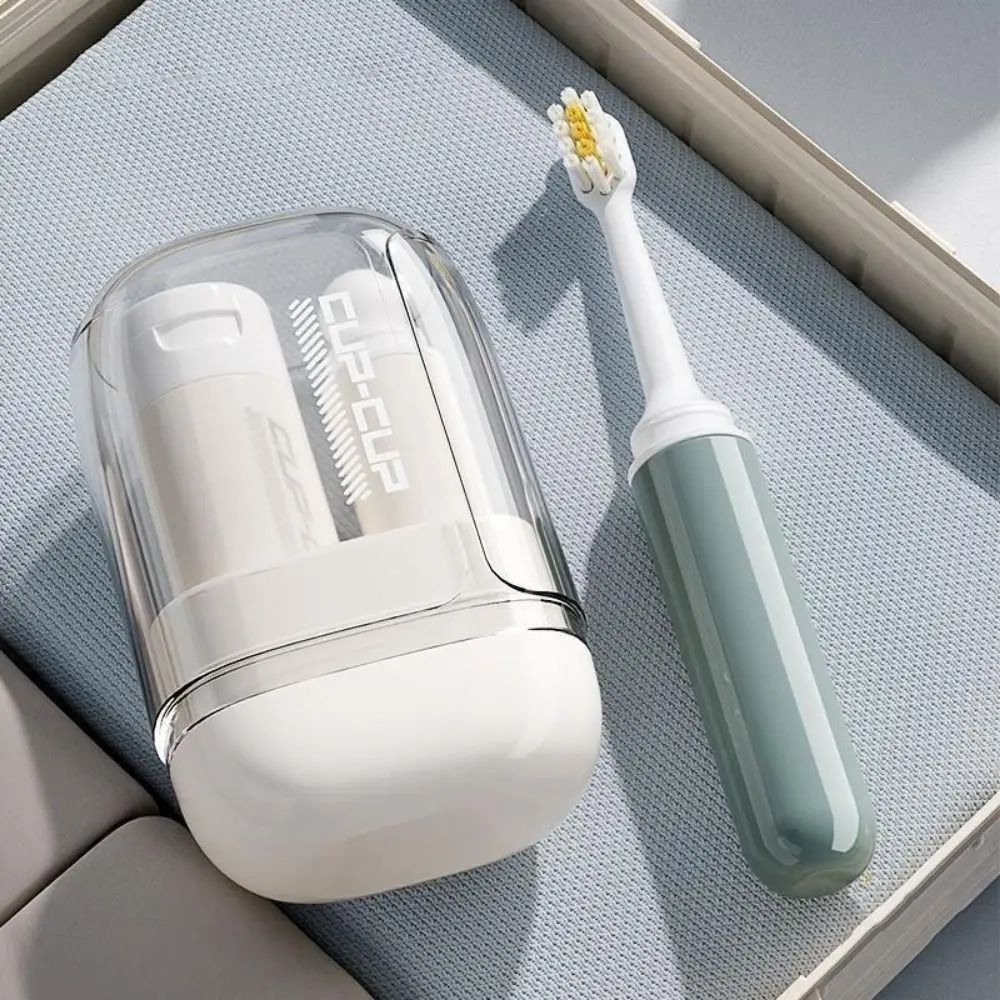 Portable 3 in 1 Travel Toothbrush Set Plastic Folding Travel Toothbrush Cup Space Saving Toothpaste Toothbrush Organizer