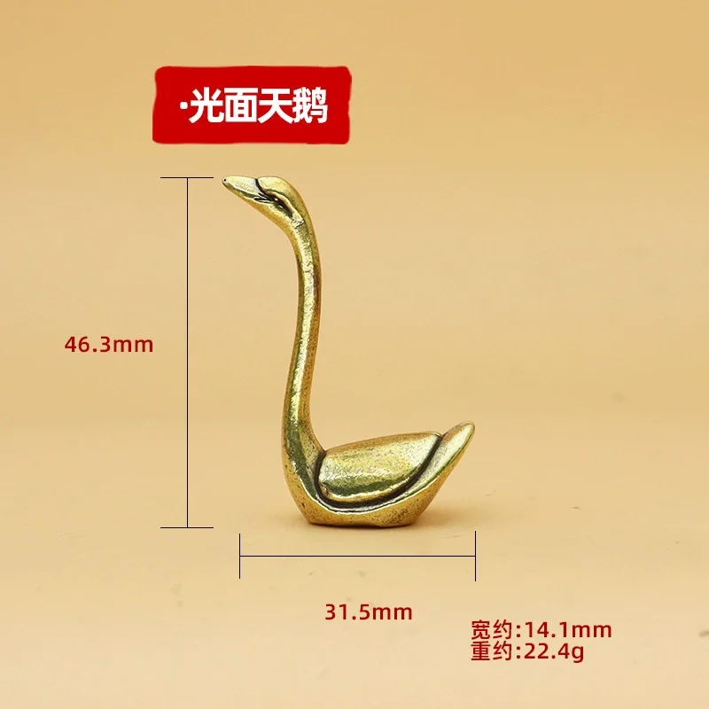 swan Figurines Handmade Tabletop Copper Animal Sculpture Decoration Crafts Funny goose Brass Small Ornament Home Office Desktop