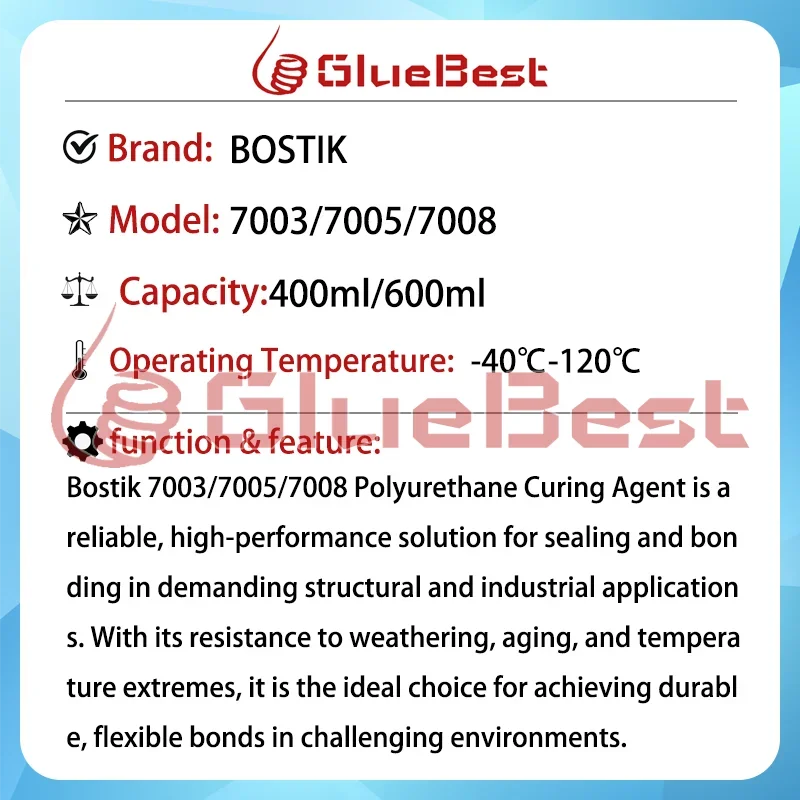 Bostik 7003/7005/7008 عامل معالجة البولي يوريثين مقاوم للطقس لتطبيقات درجة الحرارة العالية والمنخفضة المنتج الأصلي