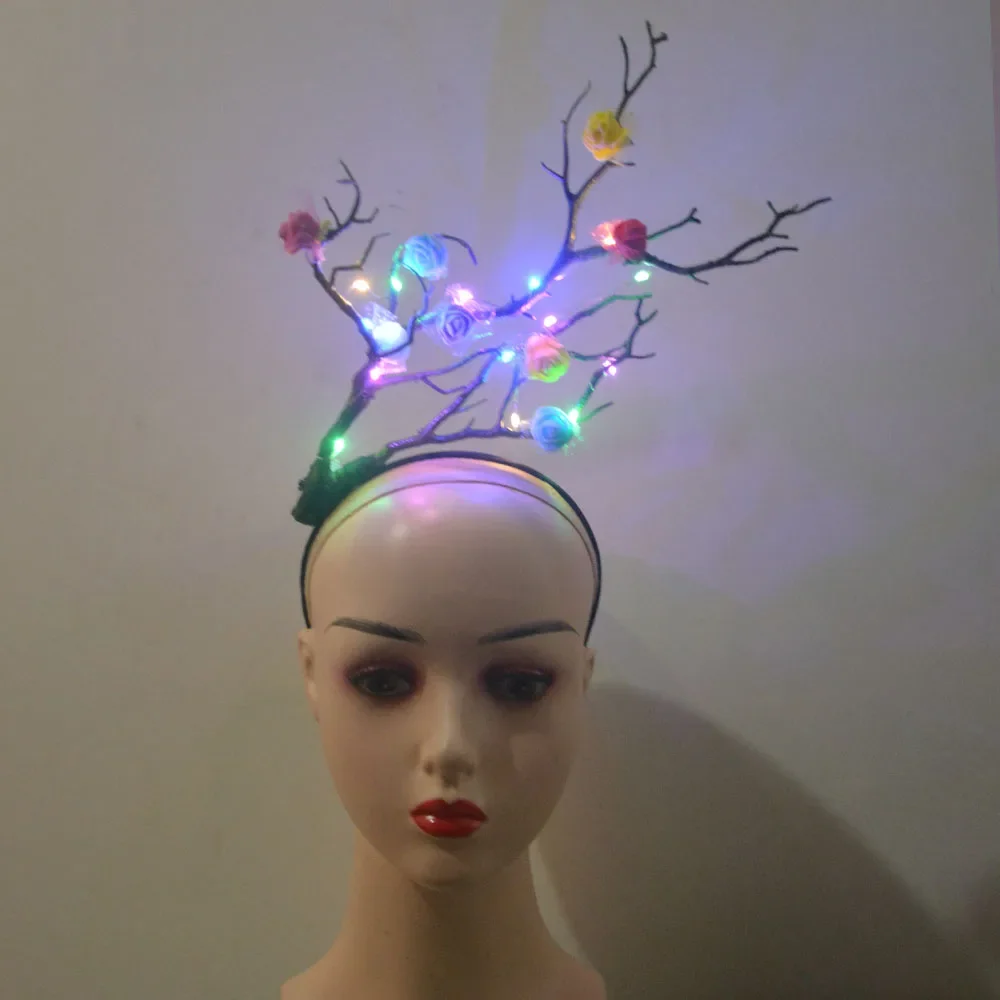 

10 шт. светящихся повязок на голову в виде цветов и оленьих рогов, веток деревьев, для женщин и девочек, подарок на день рождения, светящийся аксессуар для вечеринок, свадеб и фестивалей