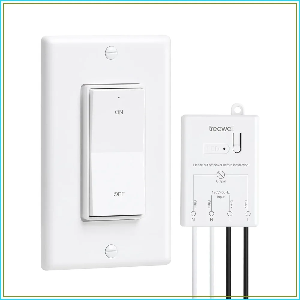 

200FT RF Wireless Light Switch Kit, No Wiring, Detachable Magnetic Rocker, Programmable for Ceiling Fans & Lamps