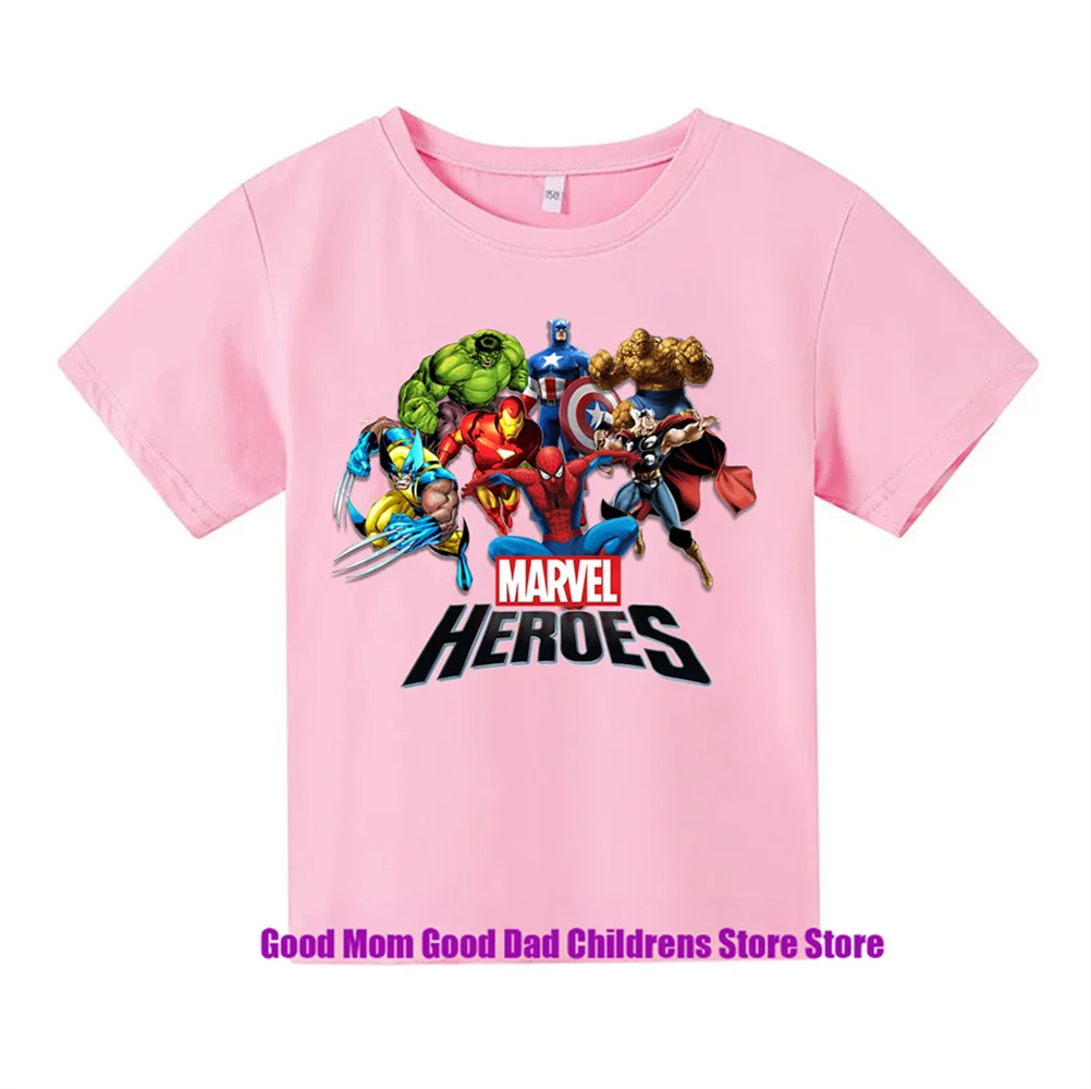 2024 Marvel superhero cartoon anime casual sports children\'s clothing loose, comfortable and beautiful T-shirt