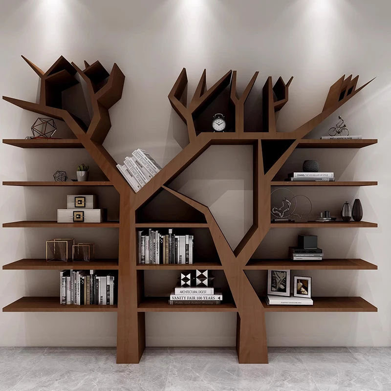 Display Book Shelves Wood Tree Bookshelf Storage Living Room Bookends Library Buffet Cabinet Estanteria Madera Room Furniture