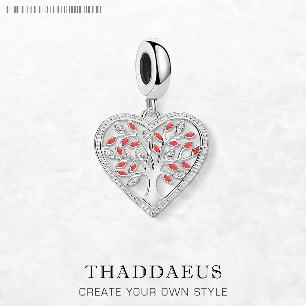 

Red Tree Heart Dangle Charm Pendant For Women Brand New 925 Sterling Silver Romantic Gift