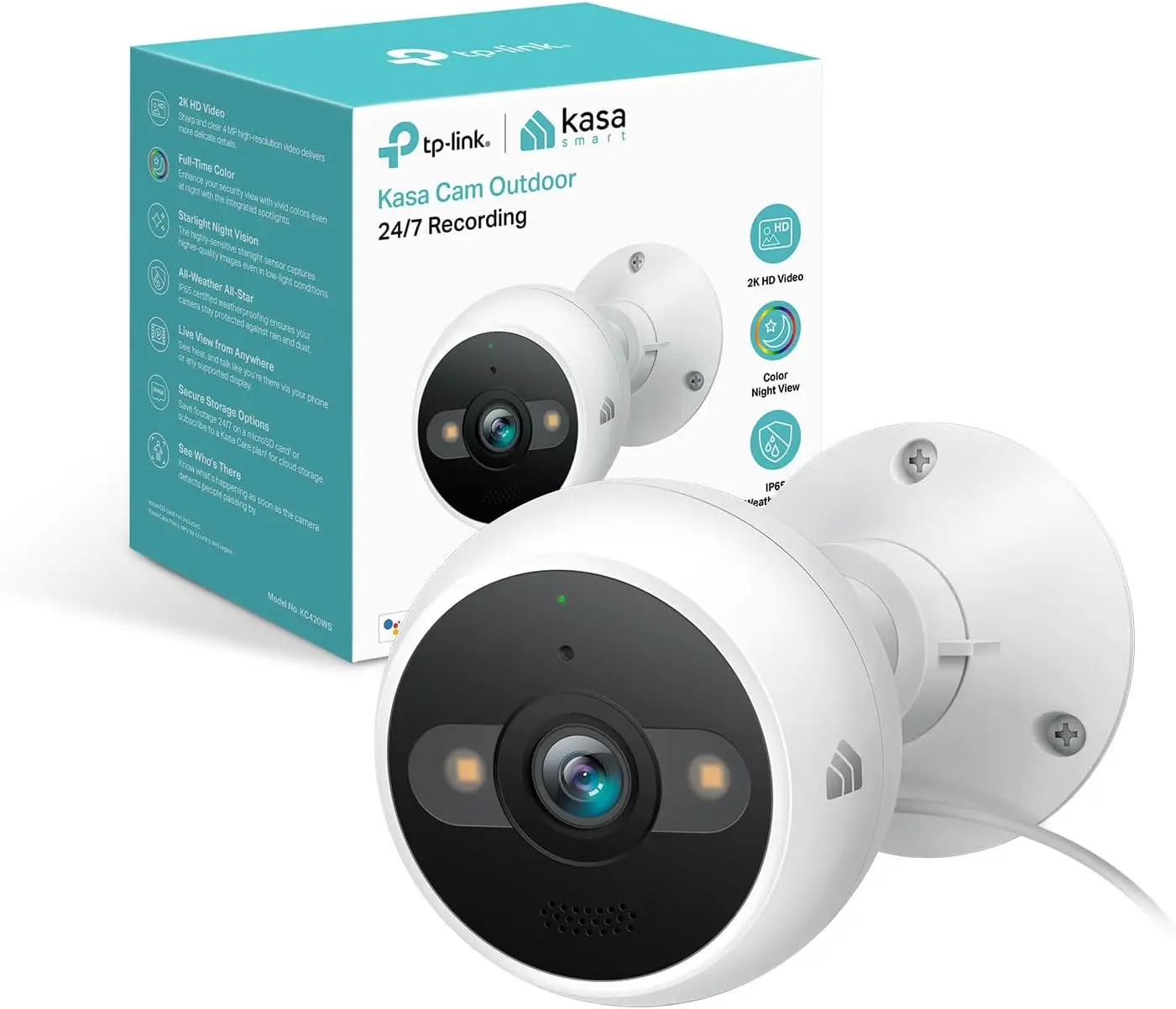 

Outdoor Wired Security Camera 2K+ Person/Motion Detection 24/7 Recording 2-Way Audio Siren Starlight Color Night Vision Local