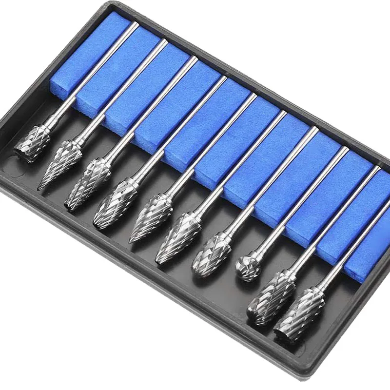 

10Pcs 1/8" Shank Tungsten Carbide Milling Cutter Rotary steel cone drill set diamond drill