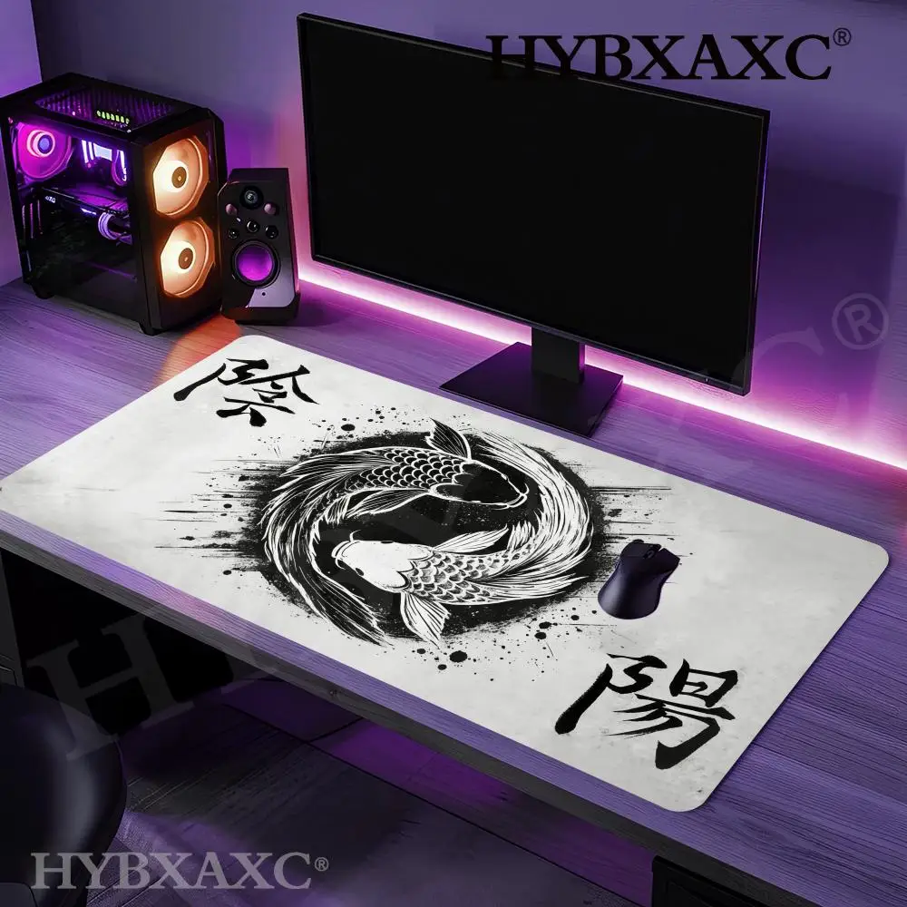 

HYBXAXC Ink-wash style koi pattern large office Mouse Pad rubber anti-slip Desk Mat pc accessories Gaming mat keypad expansion