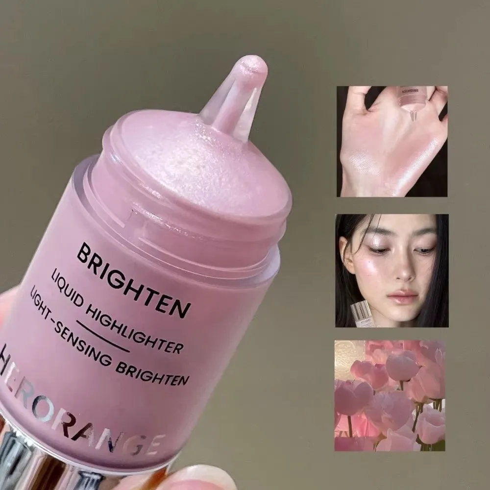 Korean Style Liquid Highlighter Blush Lasting Wear Non-Sticky Formula Contouring Highlighter Natural Finish Light Sensing