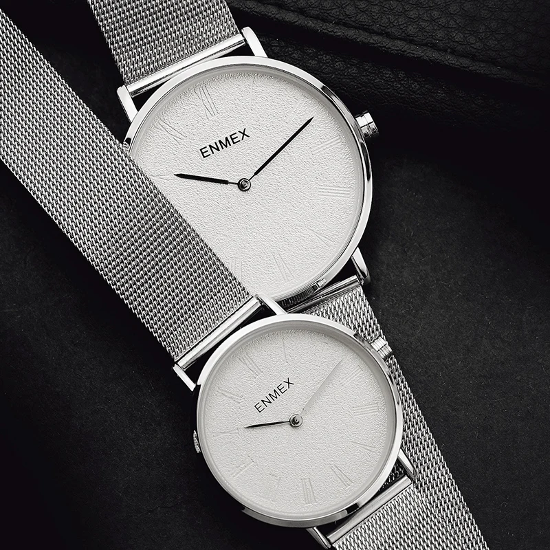 

2023 men's gift thin case watch Enmex simple design brief face couple watch love watch quartz fashion men wristwatch