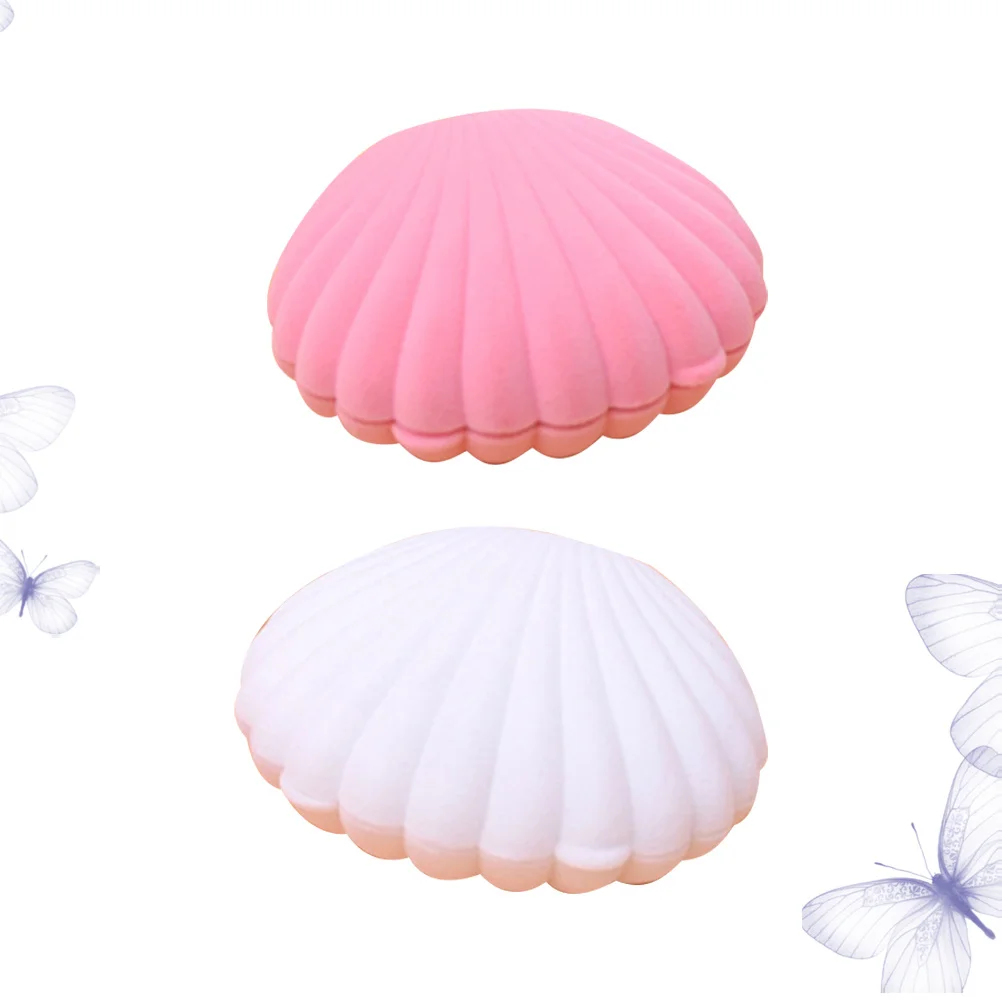

2pcs Shell Shaped Jewelry Box Lovely Earring Case Ear Storage Box Wedding Jewelry Gift Holder (White + Pink)
