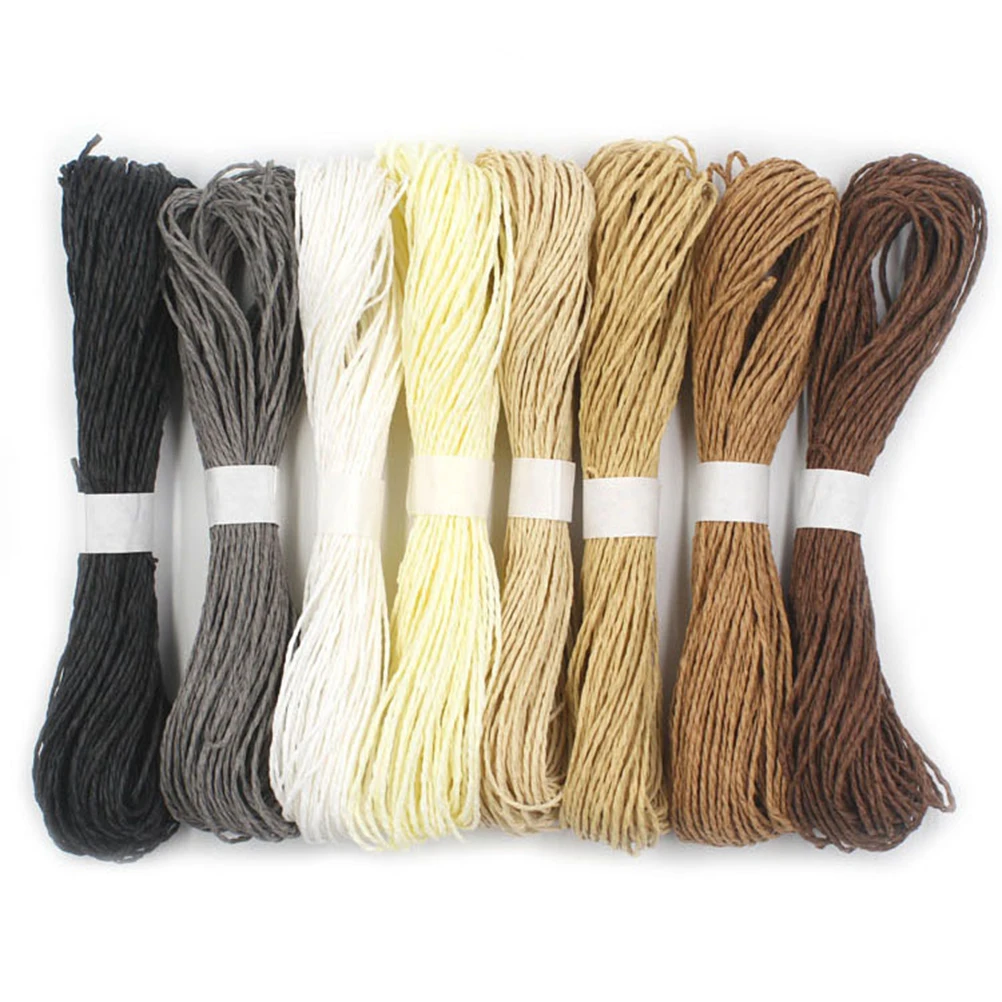 

24 PCS Colored Paper Rope Set Natural Thick Jute Twine Round Decor Cord Braided Double Strand