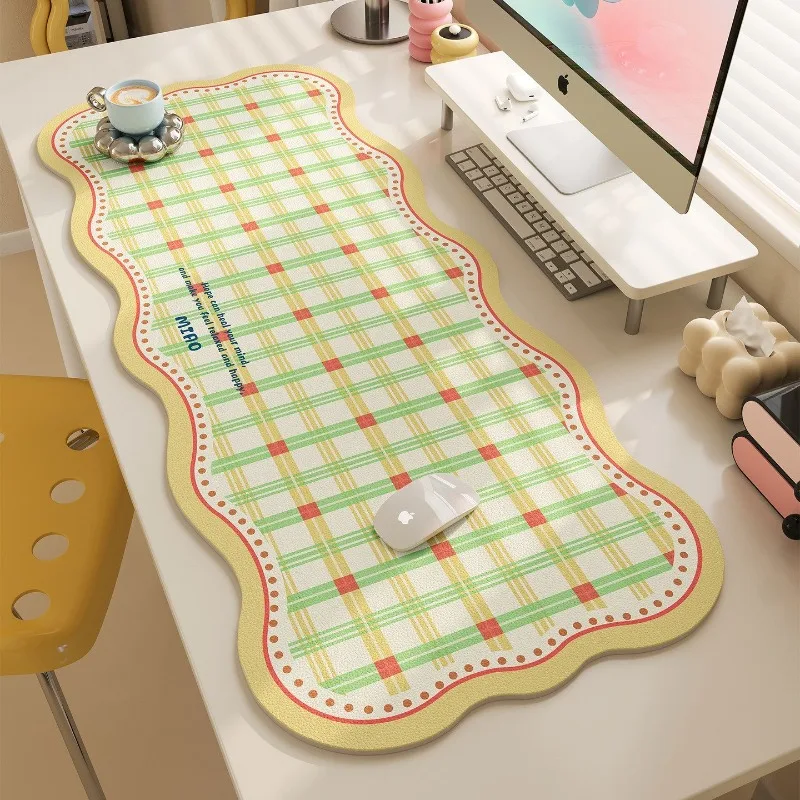 Minimal Striped Irregular Mouse Pad Multi Color Dopamine Style Mouse Pads Leather Wear-Resistant Mouse Mat for Laptop Computer