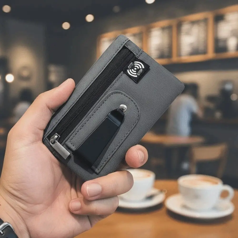 

Универсальный тонкий чехол для тайника с зажимом, антимагнитный кошелек с защитой RFID для нескольких карт, классический простой короткий портативный кошелек для работы