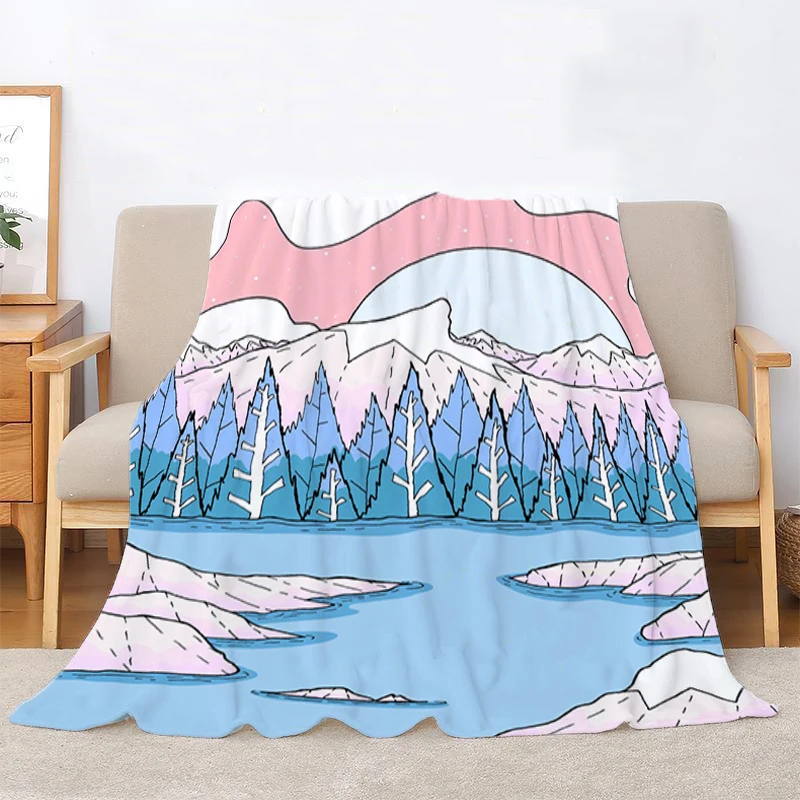 Couch Throw Blanket Nordic Pink Mountain Fluffy Soft Blankets for Bed Bedroom Decoration Bedspread the Decorative Sofa Fleece