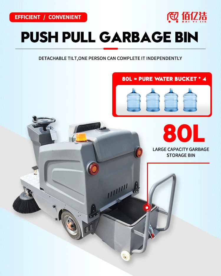 New 48V Battery-Powered Ride-On Street Sweeper Floor Sweeper with Large Hopper for Outdoor Use