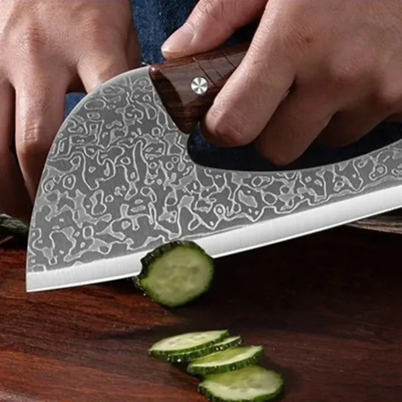 Hand Forged Multifunctional Labour-saving Kitchen Knife Meat Cleaver Fruit Vegetable Slicing Knife Household Chopping Knife