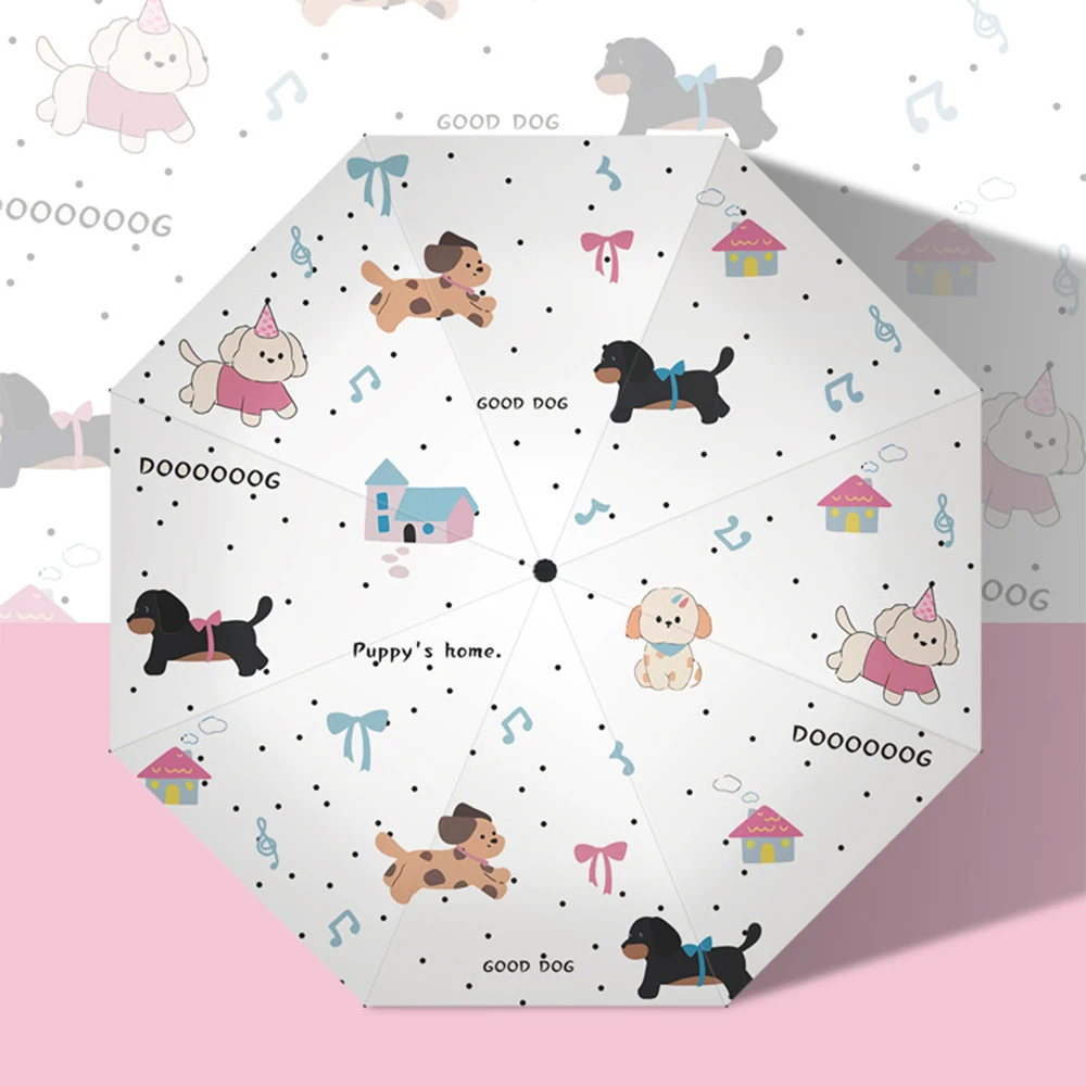 Cute Puppy Folding Umbrella,Wind Resistant,Rain Proof,Sun Protection,Sunshade,Outdoor,Fashion UV umbrella Outdoor protection